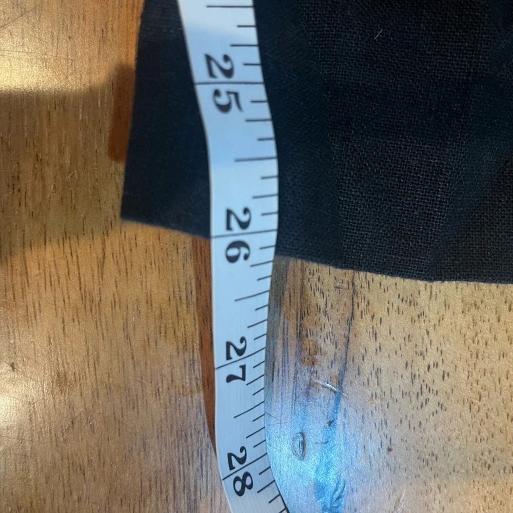 Zara Linen 100%Drawstring Cropped‎ Pants Casual Comfy Black Size L